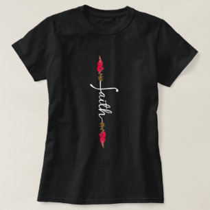 T-shirt Foi Croix Rouge Flèche Fleur Chrétienne