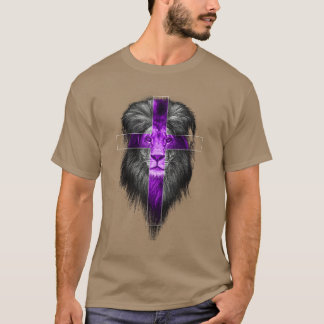 T-shirt Foi de Lion Violet Soutien à la sensibilisation au