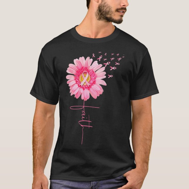 T-shirt Foi de marguerite rose - Sensibilisation au cancer (Devant)