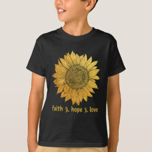 T-shirt Foi Espoir Amour Or Tournesol Cancer de l'Enfance