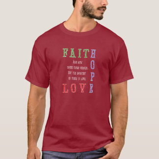 T-shirt Foi, espoir, la chemise foncée des hommes d'amour