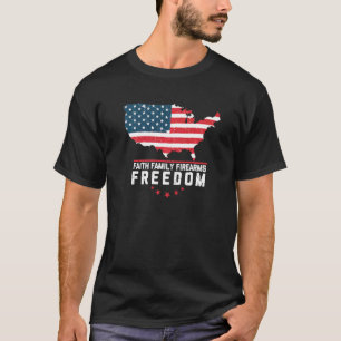 T-shirt Foi Famille Armes à feu et Liberté American Flag P