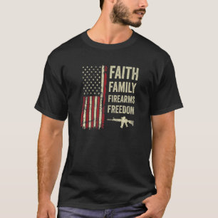 T-shirt Foi Famille Armes à feu et Liberté Usa Pro Dieu Ar