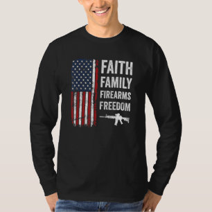 T-shirt Foi Famille Armes à Feu & Liberté Patriotique Usa