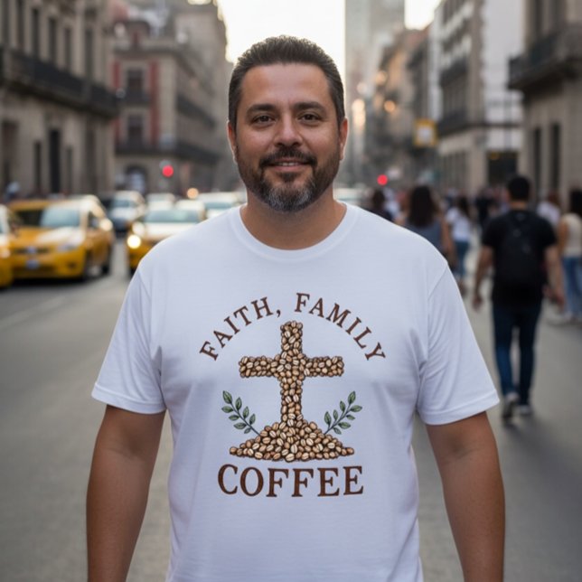 T-shirt Foi, Famille, Café (Créateur téléchargé)