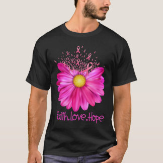T-shirt Foi Florale Amour Espoir Sensibilisation au cancer