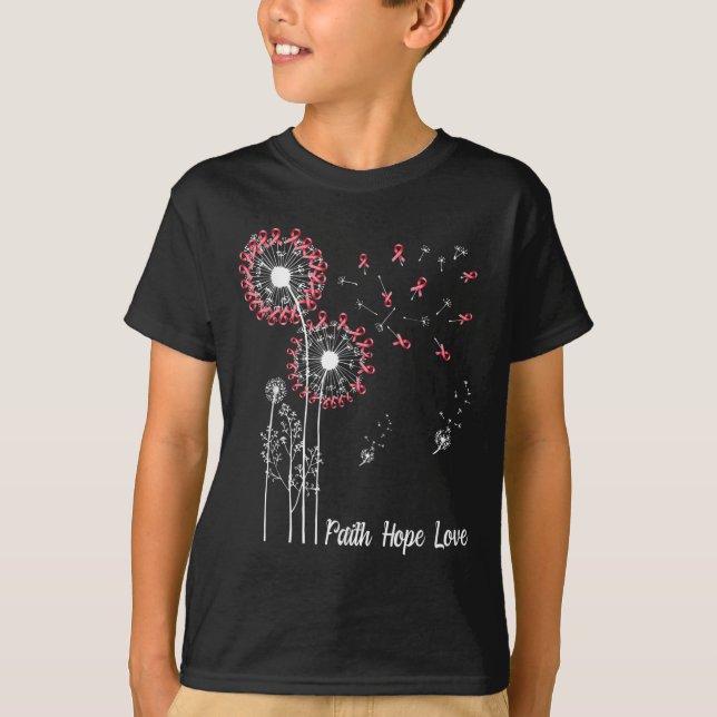T-shirt Foi Foi Espoir Amour Cancer du sein Dandelion Flo (Devant)
