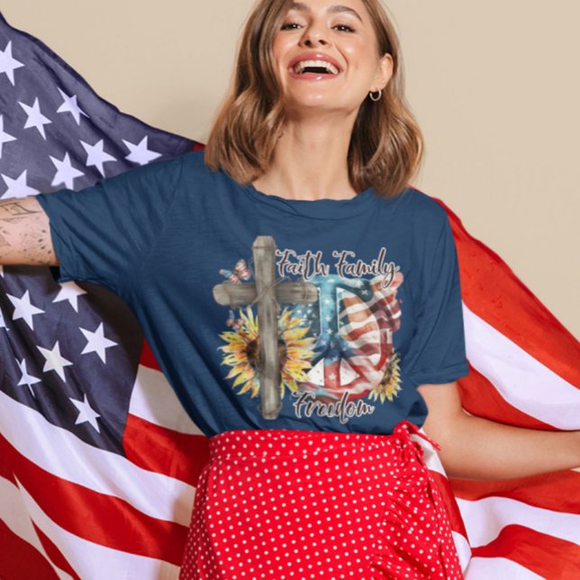 T-shirt Foi Liberté familiale Christian American Patriotiq (Faith Family Freedom Christian American Patriotic T-Shirt
)