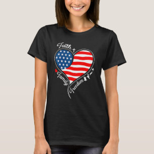 T-shirt Foi Liberté familiale Croix patriotique Coeur Amér