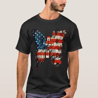 T-shirt Foi papillon 4 juillet American Christian Patrio