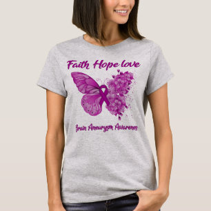 T-shirt Foi papillon Espoir Aimer Cerveau Aneurie Sensibil