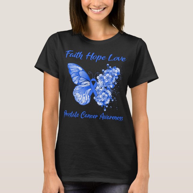 T-shirt Foi papillon Espoir Amour Cancer de la prostate (Devant)