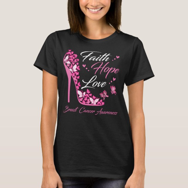 T-shirt Foi papillon Espoir Amour Cancer du sein Guerrier (Devant)