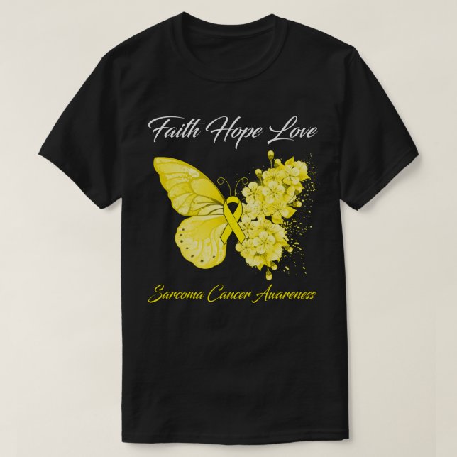 T-shirt Foi papillon Espoir Amour Sarcome Cancer Sensibili (Design devant)