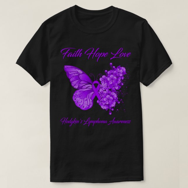 T-shirt Foi papillon Hope Love Lymphoma de Hodgkin Aware (Design devant)