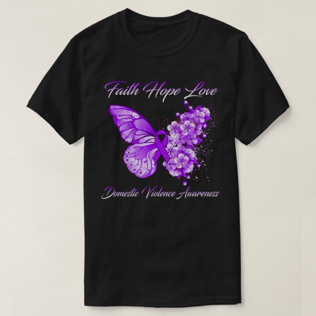 T-shirt Foi papillon Hope Love Violence domestique Award (Design devant)