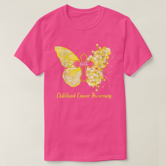 T-shirt Foi papillon jaune Foi Cancer de l'enfance Awa (Design devant)