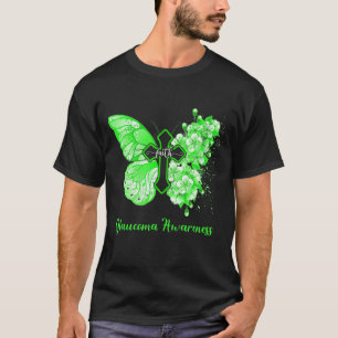 T-shirt Foi papillon vert pour femmes Glaucome Sensibilisa