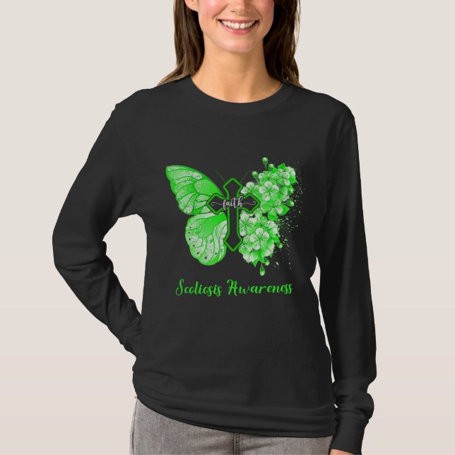 T-shirt Foi papillon vert pour femmes Sensibilisation à la (Devant)