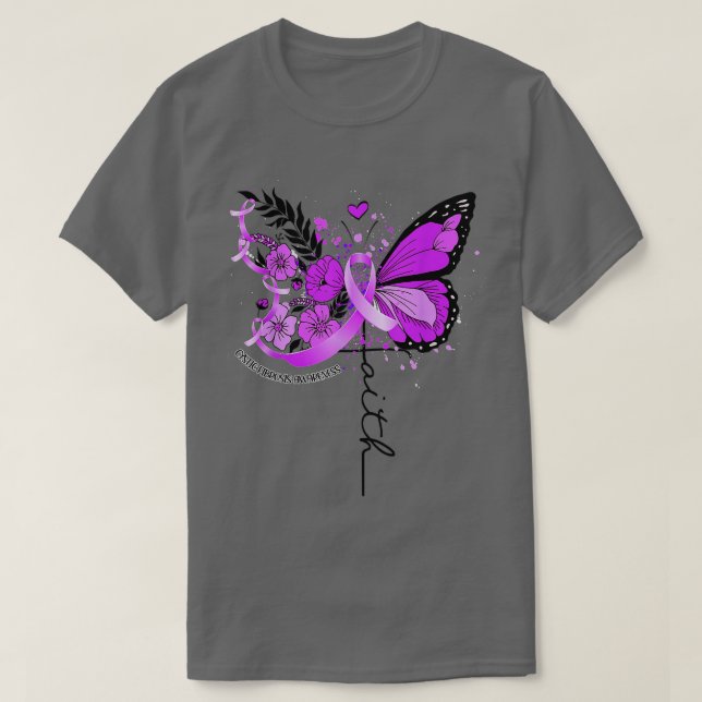 T-shirt Foi Papillon Violet Ruban Fibrose kystique Awar (Design devant)