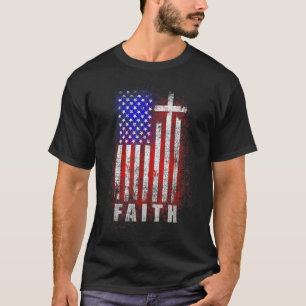 T-shirt Foi patriotique chrétienne Amour Jésus Drapeau amé