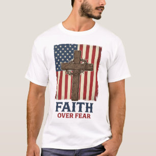 T-shirt Foi Sur La Croix Patriotique Vintage Vector Des