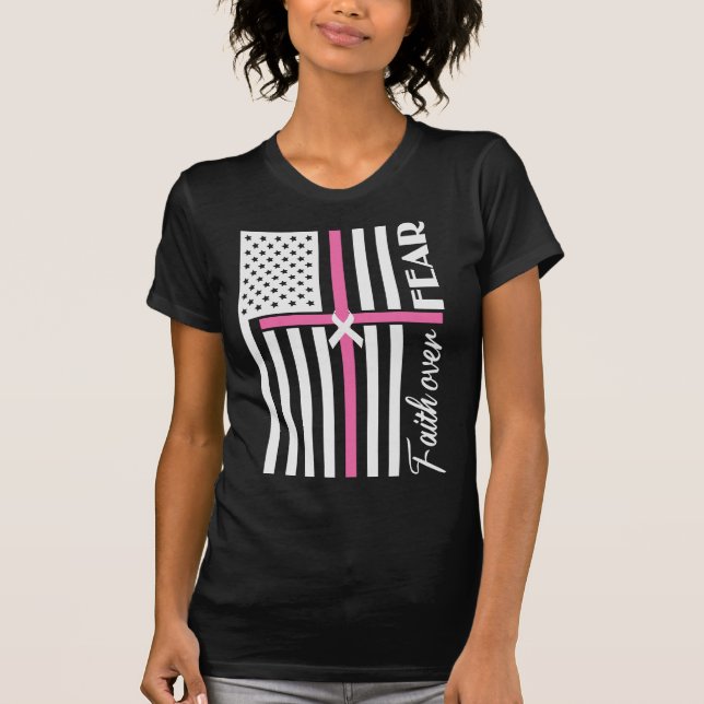 T-shirt Foi sur la peur Croix rose drapeau  (Devant)