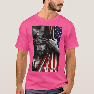 T-shirt Foi sur la peur Jésus Américain Drapeau Patriot Ch