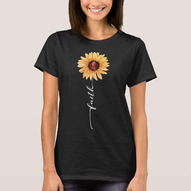 T-shirt Foi Tournesol Bourgogne Ruban Cerveau Aneurysme Aw (Devant)