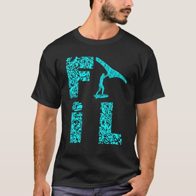 T-shirt Foil Electric Hydrofoil Surfboard Foiling Leopard  (Devant)