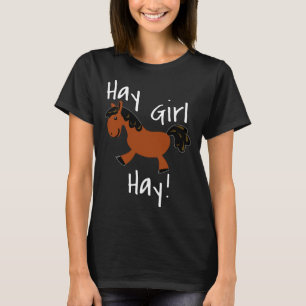 T-shirt Foin Fille Hé Fille Cheval Humour Animal De Ferme