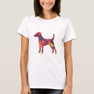 T-shirt Foin lisse Terrier Chien race Geo Silhouette Multi