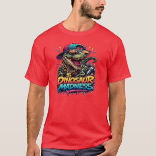 T-shirt Folie des dinosaures — Graphisme de T‑Rex fêtard