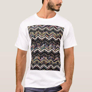 T-shirt folklore géométrique d'Ikat, motif aztèque tribal.