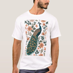 T-shirt Folklore Indien Moderne Motif Paon