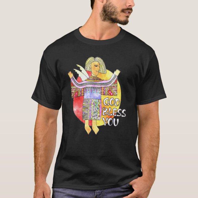 T-shirt Folklore Style Angel - Dieu vous bénisse - Terre - (Devant)