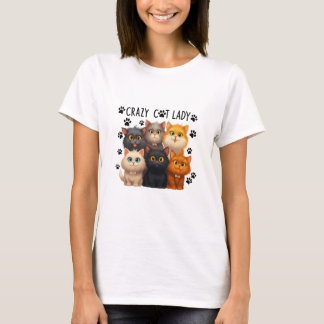 T-shirt Folle Dame aux Chats, Cadeau Drôle pour Amateur de