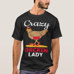 T-shirt Folle dame fermière aux poulets rétro