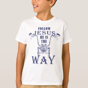 T-shirt Follow Jesus He is the Way Christian Motorcycle 