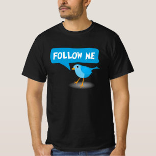T-shirt Follow Me Little Blue Bird Twitter Nom d'utilisate