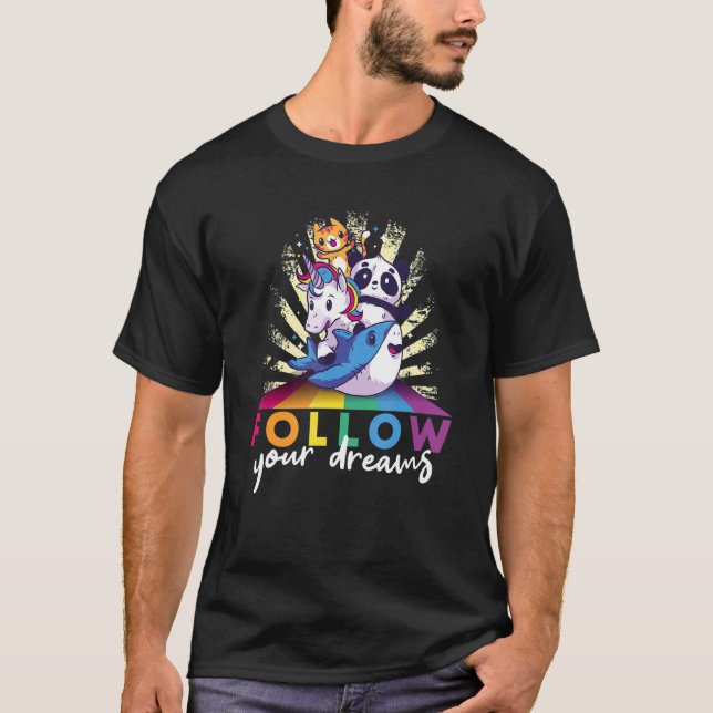 T-shirt Follow your dreams child animals (Devant)