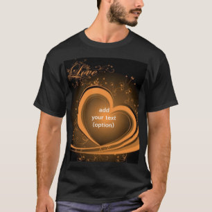 T-shirt foncé de base de coeur abstrait d'or