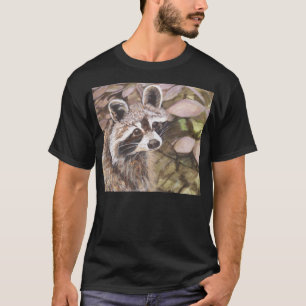 T-shirt foncé de base du raton laveur des hommes