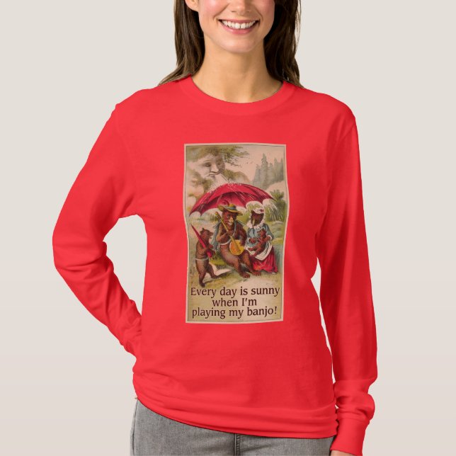 T-shirt foncé de douille de dames d'ours de jour (Devant)