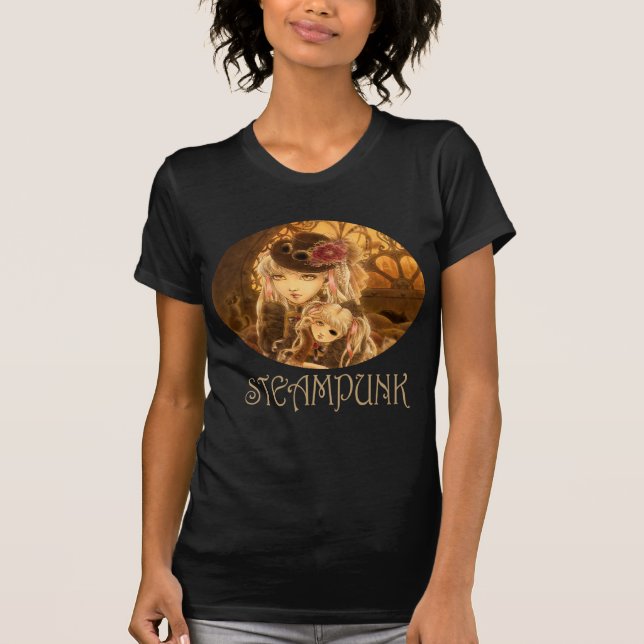 T-shirt foncé d'imaginaire de Steampunk (Devant)