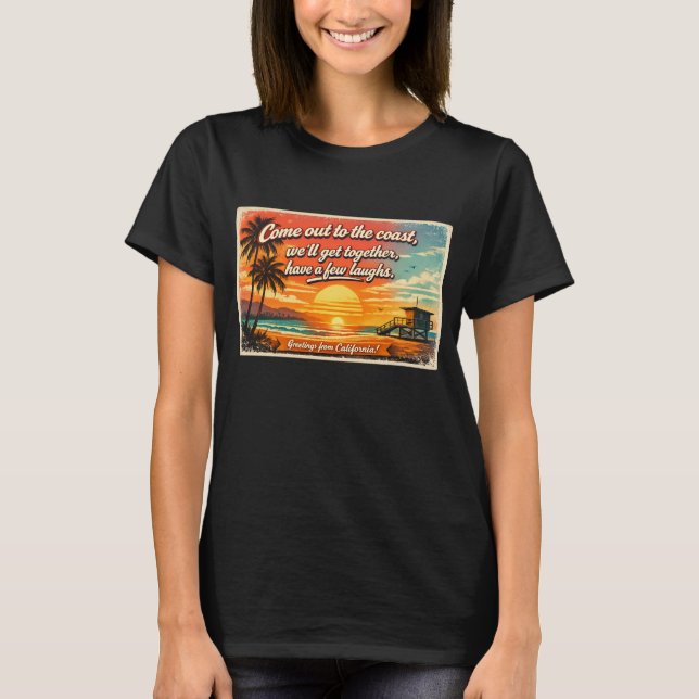 T-shirt foncé pour femmes « Venez sur la côte »  (Devant)