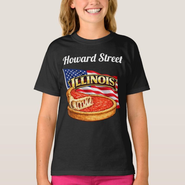 T-shirt foncé pour fille de l'Illinois (Devant)