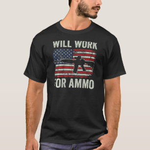 T-shirt Fonctionnera Pour Ammo Pro Gun Ar15 Usa Flag Gun O