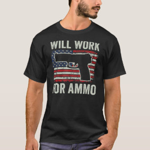 T-shirt Fonctionnera Pour Ammo Pro Gun Pistol Usa Flag Gun