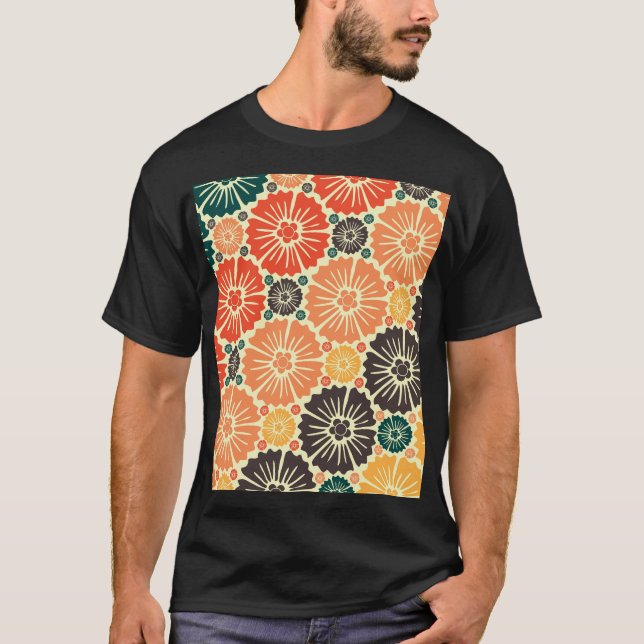 T-shirt Fond d'écran Art Nouveau Retro Design. (Devant)